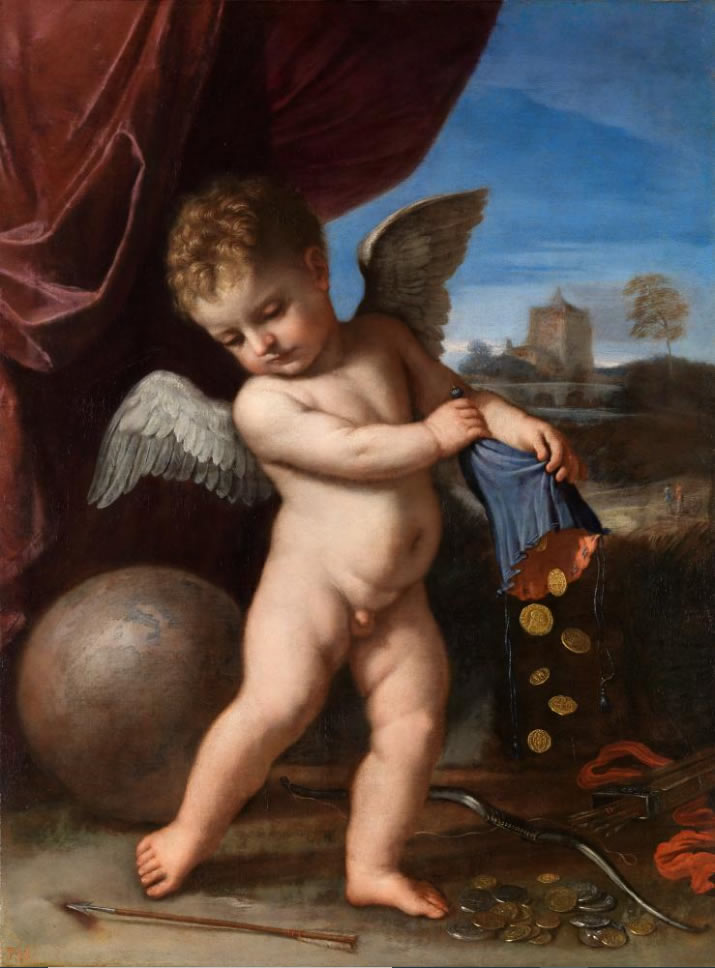 Oil painting of Cupid.