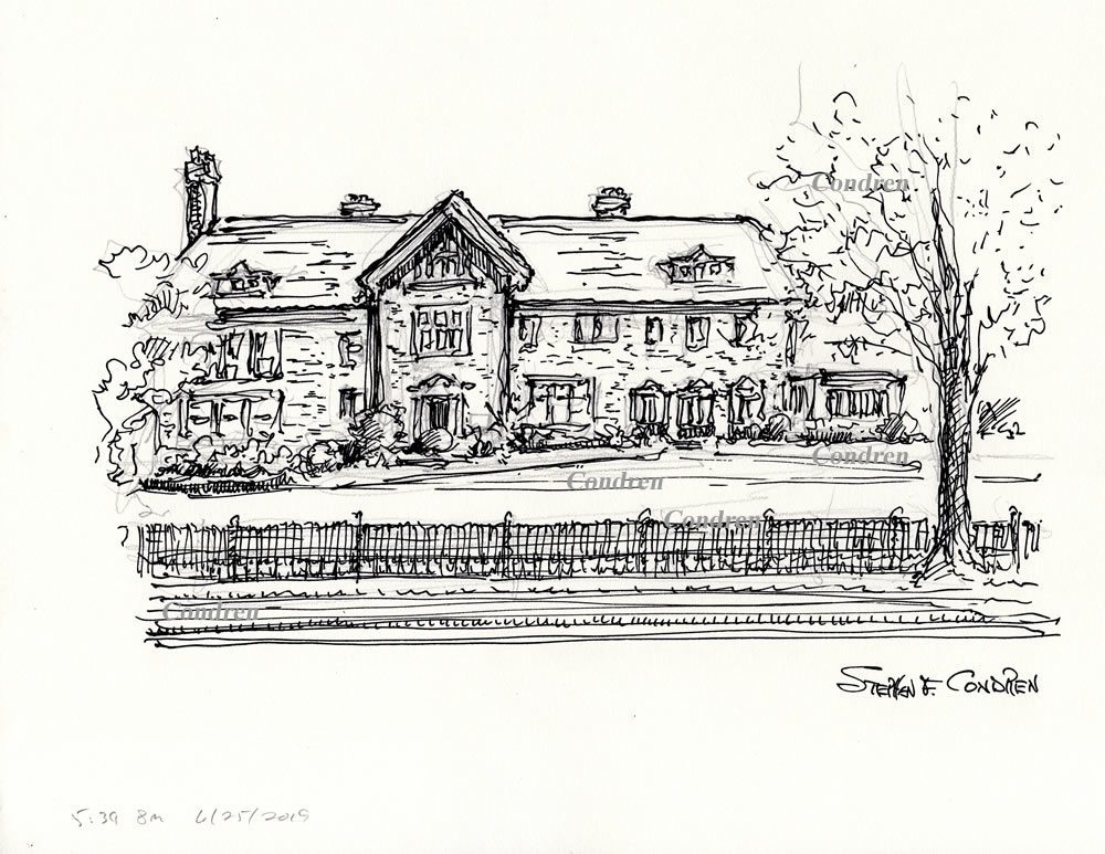 Cheney Mansion #5002A pen & ink landmark drawing on Euclid Avenue in Oak Park, Illinois.