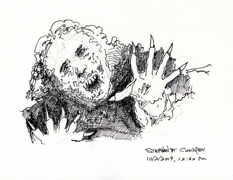 Zombie 421z Pen And Ink Drawing • Condren Galleries 0885