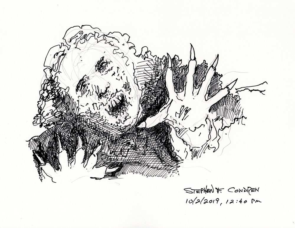 Zombie #421Z pen & ink drawing by artist Stephen F. Condren.