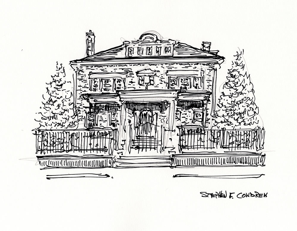 Barack Obama House #428Z pen & ink drawing by artist Stephen F. Condren.