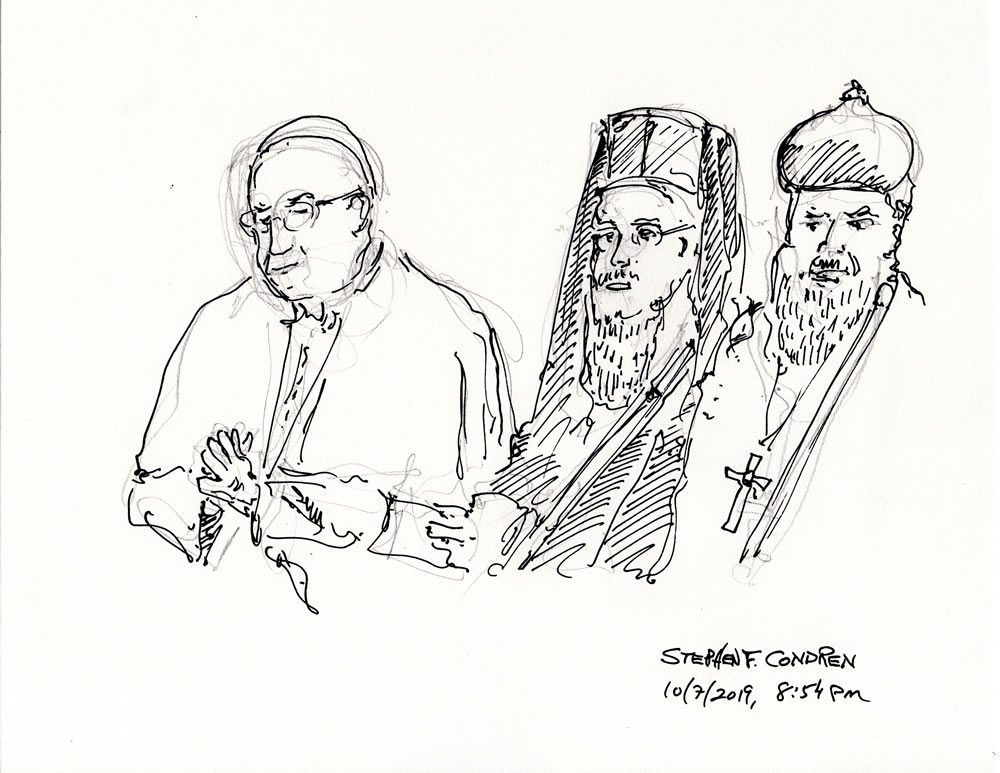 Pope Francis #436Z pen & ink drawing by artist Stephen F. Condren.