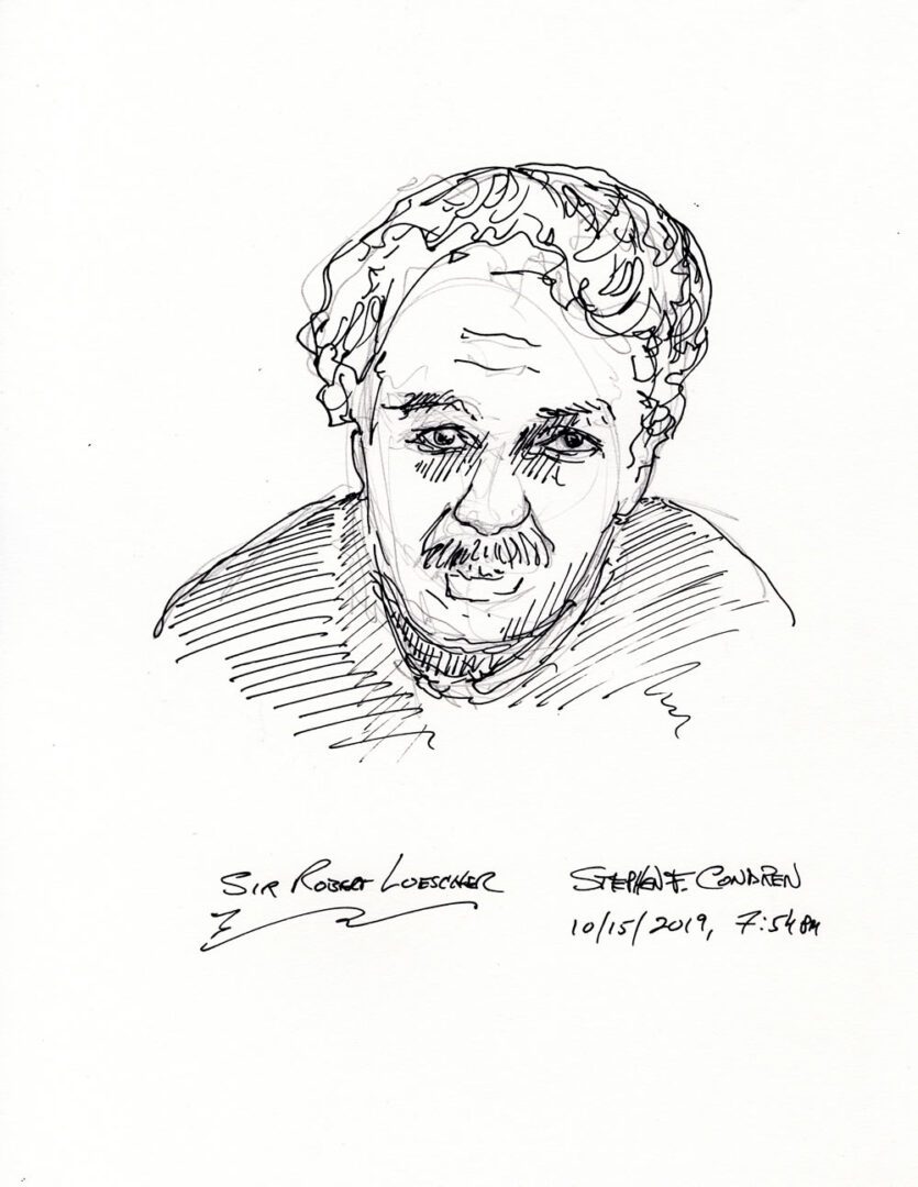 Sir Robert Loescher #444Z pen & ink drawing by artist Stephen F. Condren, with LGBTQ Gay prints, and scans.