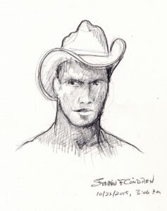 Pencil drawing of a gay cowboy with 10-gallon hat by artist Stephen F ...