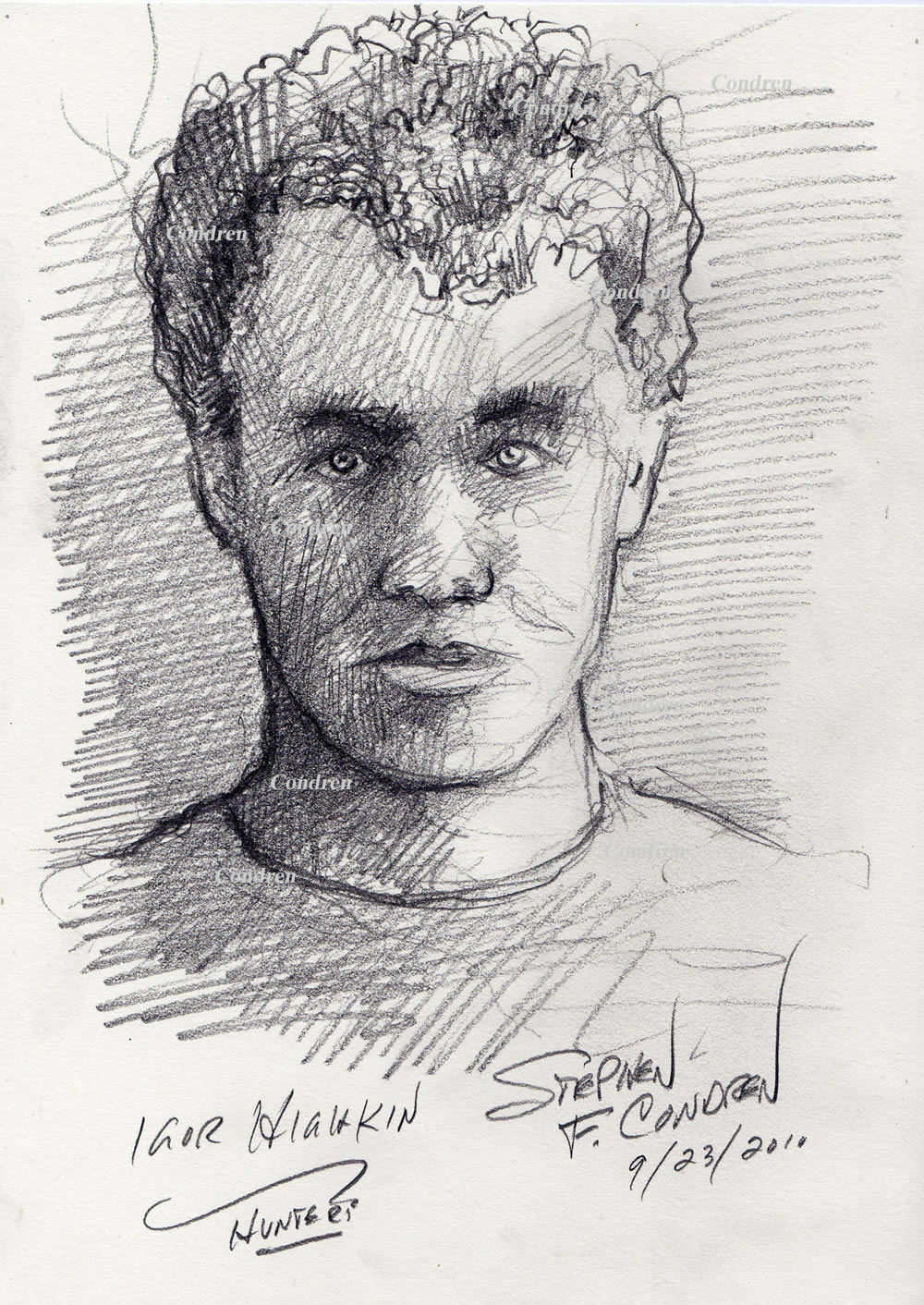 Pencil portrait of Igor Highkin by artist Stephen F. Condren.