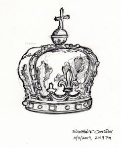 Pen & ink drawing of a king's crown by artist Stephen F. Condren.