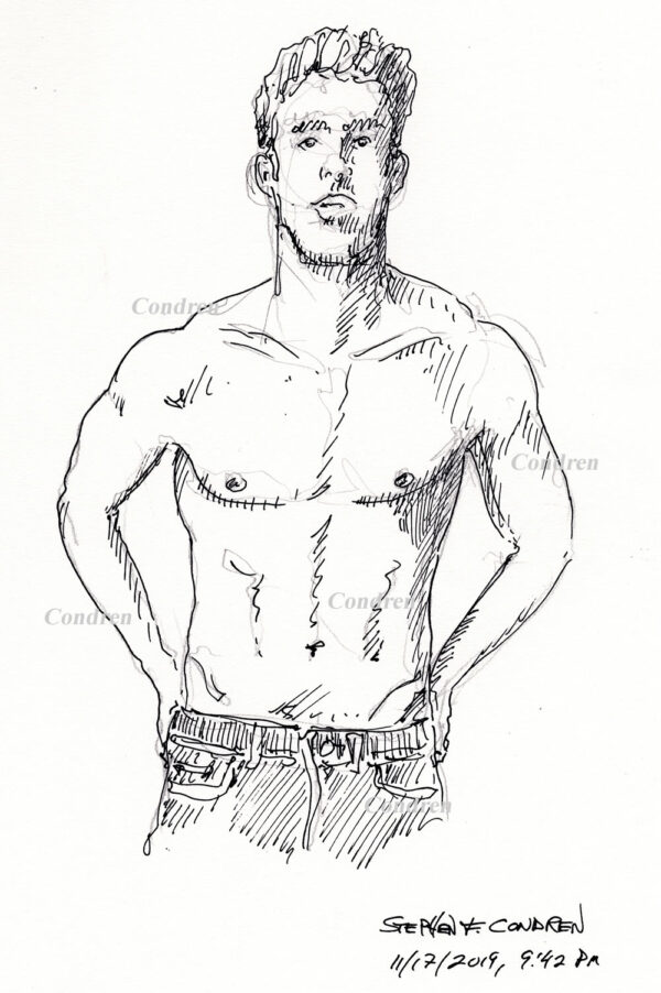 Michael Phelps #358A Pen & Ink Figure Drawing • Stephen Condren