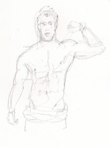 Pencil drawing of a shirtless male by artist Stephen F. Condren.