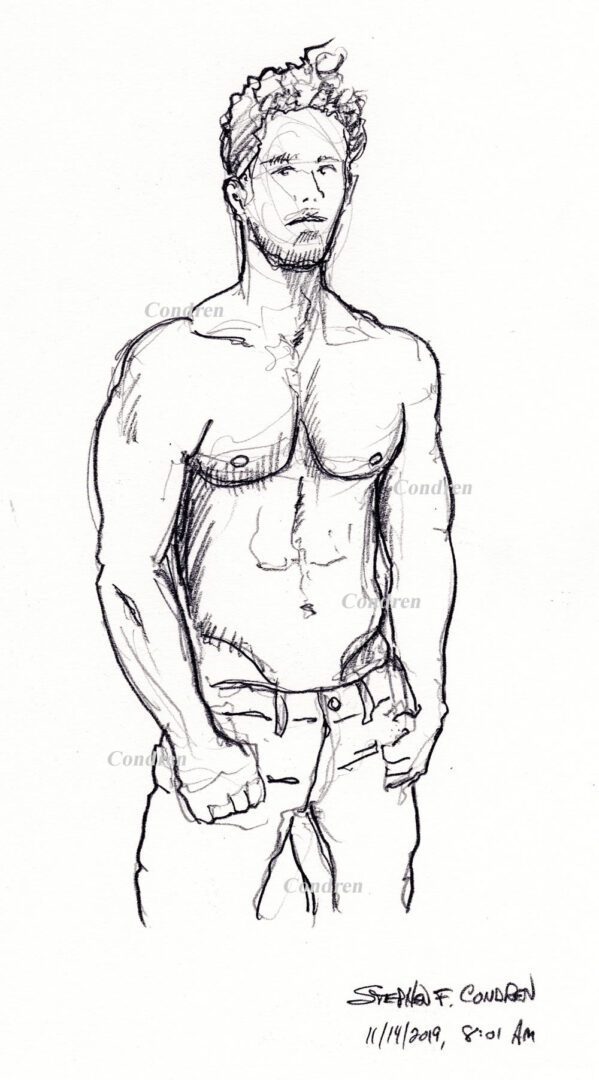 Can A Man Face His Own Reflection? Hot Guy Drawing by Nadia A.