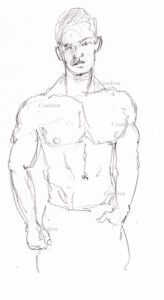 Abel Albonetti #350A pencil figure drawing by artist Stephen F. Condren, with LGBTQ endorsed gay prints.