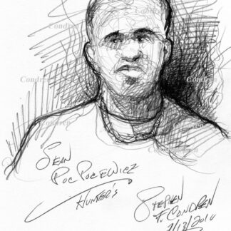 Sean Pocewicz #346A pencil portrait with it's high contract shading and contour lines.