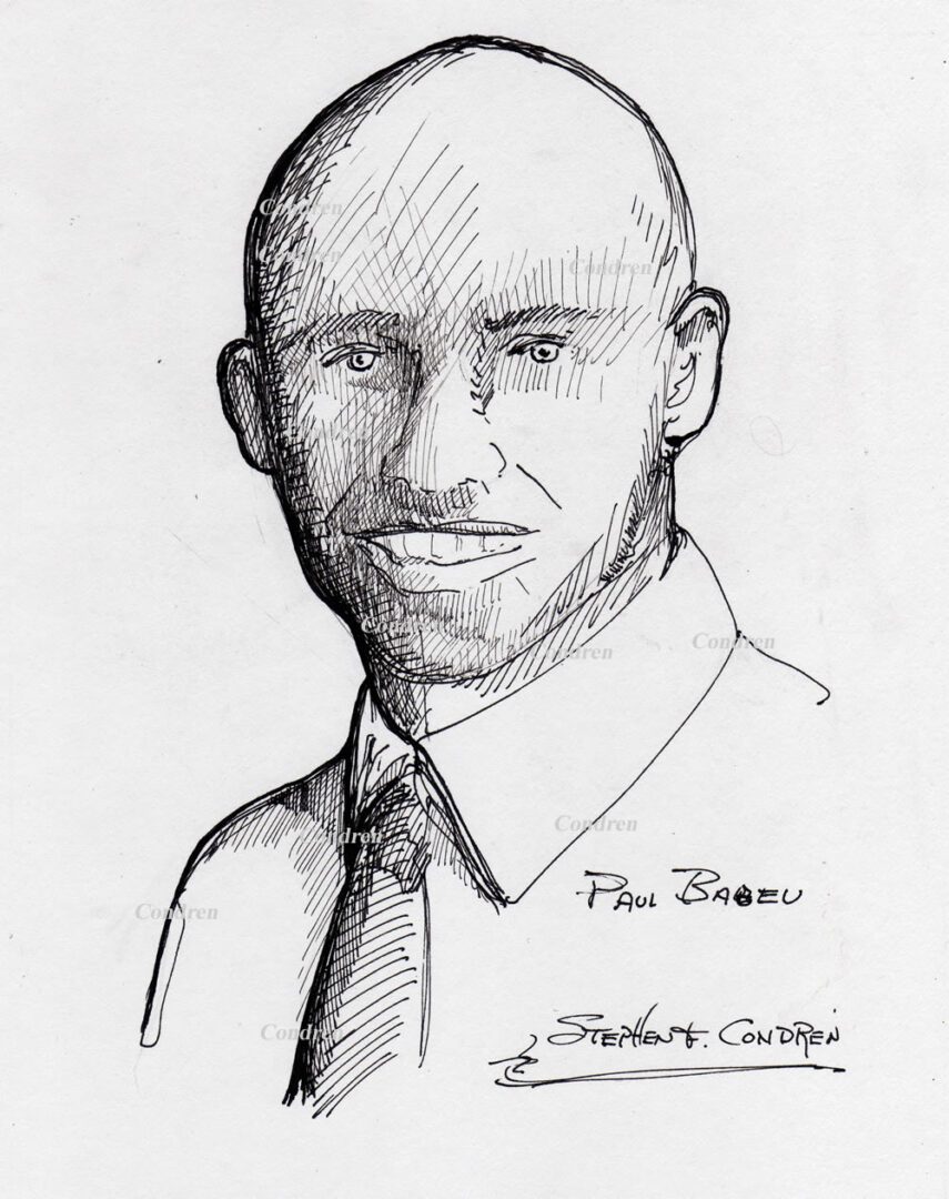 Paul Babeau #318Z or Sheriff Babeau, pen & ink portrait or stylus portrayal, with pencil sketch by artist Stephen F. Condren, of Condren Galleries, with LBGTQ Gay prints, and scans.
