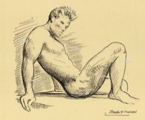 Pencil drawing of a nude male by artist Stephen F. Condren.