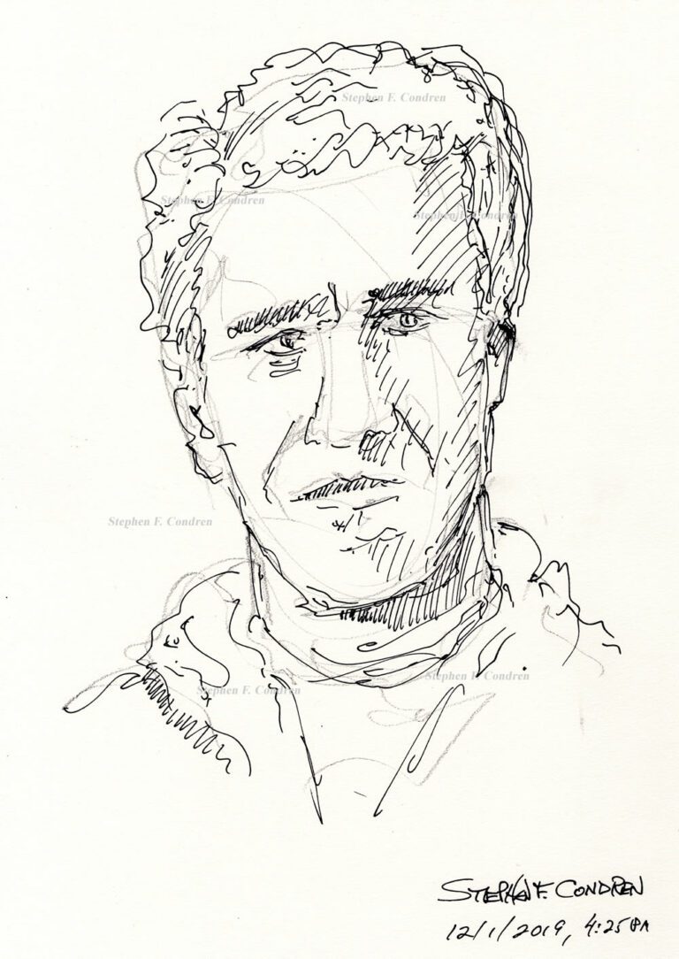 Jeffrey Epstein #612Z Sex Offender Pen Ink Drawing • Condren Galleries