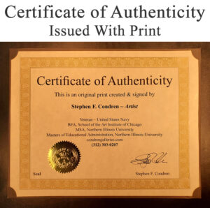Certificate of Authenticity from Condren Galleries.