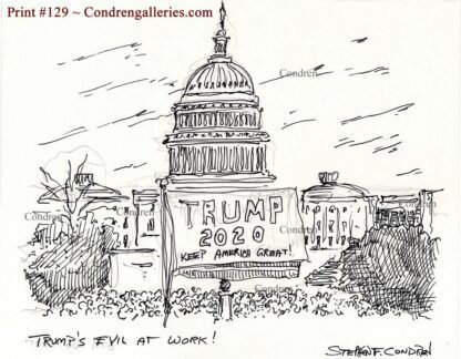 Trump's evil at work! pen & ink insurrection drawing of rioters at the Capital Building.
