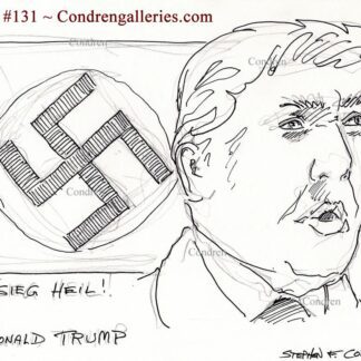 Donald Trump Nazi pen & ink drawing of the President in front of a swastika.