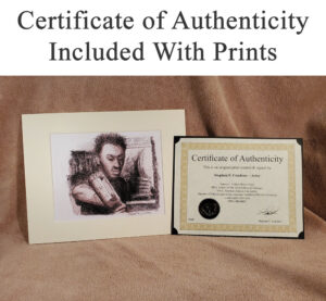 Matted bar scene print with the Certificate of Authenticity issued by Condren Galleries.
