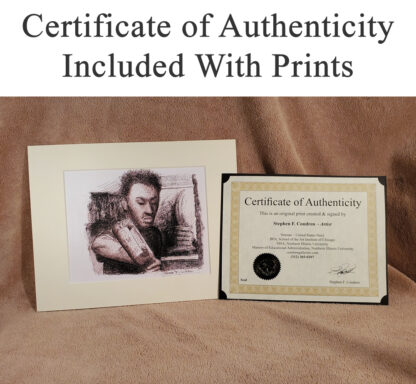Certificate of Authenticity with matted bar scene with people print.