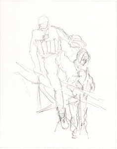 Storming Capital "Zip-Tie Guy" Erick Munchel & Lisa Eisenhart pencil drawing. Condren