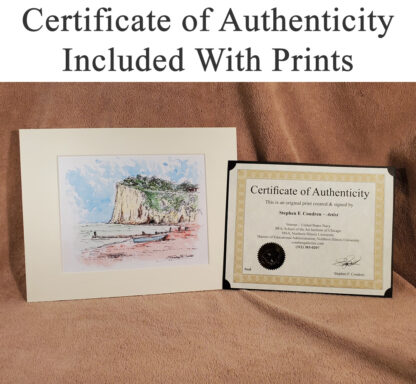 Certificate of Authenticity with matted landscape and seascape prints.