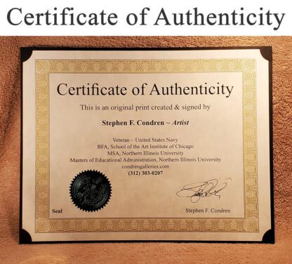 Certificate of Authenticity with print of