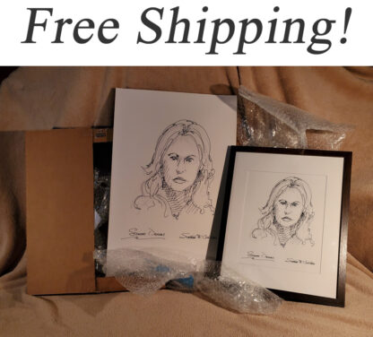 Celebrity prints with people in a shipping box.