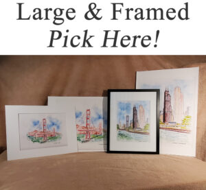 Large and framed landmark prints.