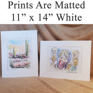 Matted white prints by artist Stephen Condren.