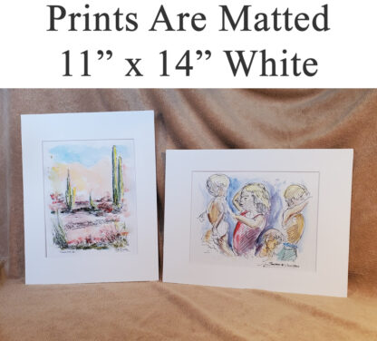 Matted white prints by artist Stephen Condren.