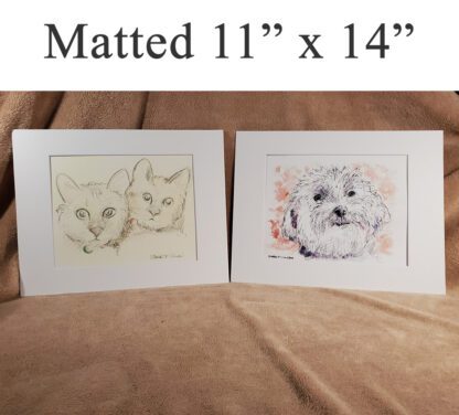 White matted pet and animal prints by artist Stephen Condren.
