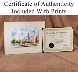 Certificate of Authenticity with cityscape print.