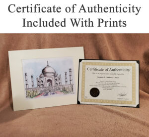 Certificate of Authenticity with matted print.