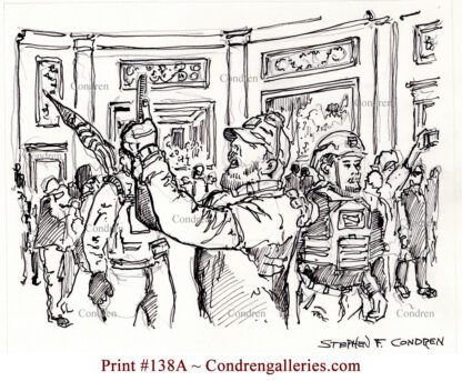 Storming Capital Rotunda pen & ink terrorist drawing is popular because of it's view of the traitor.