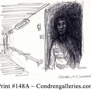 Out From Darkness 148A pencil predator drawing of Timothy Foley lurking at his door in the dark.