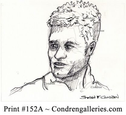 Tom Brady 152A pen & ink celebrity portrait with hatch lines for shading, and clear contour lines.