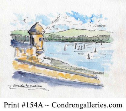 Puerto Rico 154A pen & ink watercolor seascape by Stephen Condren.