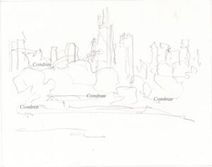 Chicago skyline 158A pencil cityscape sketch by Stephen Condren.