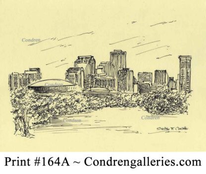 Minneapolis Skyline 164A pen & ink cityscape drawing.