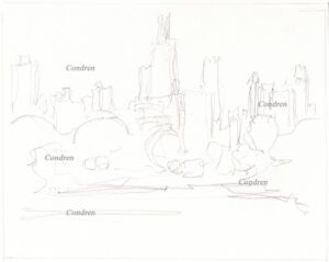 Chicago skyline 160A pencil cityscape sketch by Stephen Condren.