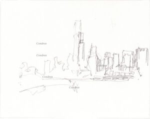 Chicago skyline 186A pencil drawing by artist Stephen Condren.