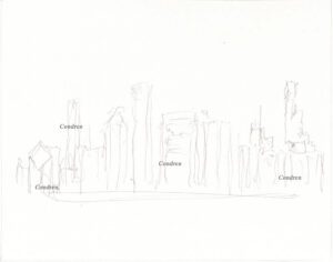 Chicago skyline 196A pencil drawing by artist Stephen Condren.