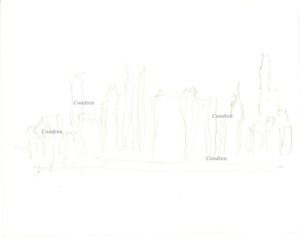 Chicago skyline 201A pencil cityscape sketch by artist Stephen Condren.