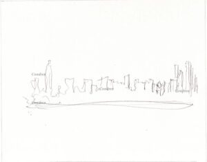 Chicago Skyline 206A pencil cityscape drawing by artist Stephen Condren.