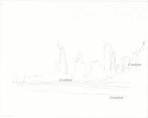 Chicago skyline 179A pencil cityscape sketch by artist Stephen Condren.