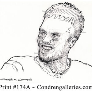 Tom Brady 174A pen & ink celebrity drawing by Stephen Condren.
