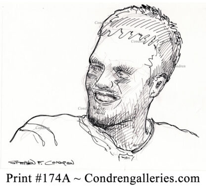 Tom Brady 174A pen & ink celebrity drawing by Stephen Condren.