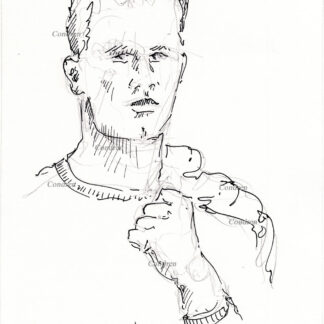 Tom Brady 178A pen & ink celebrity portrait by artist Stephen Condren.