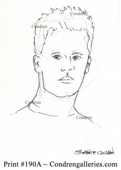 Tom Brady 190A pen & ink celebrity drawing by artist Stephen Condren.