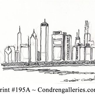 Chicago skyline 195A pen & ink drawing by artist Stephen Condren.